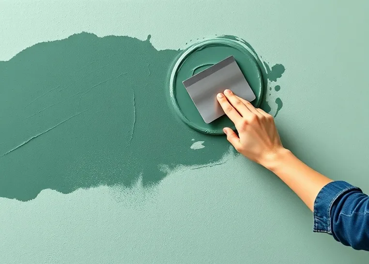 Application d'un enduit décoratif à la lisseuse sur un mur